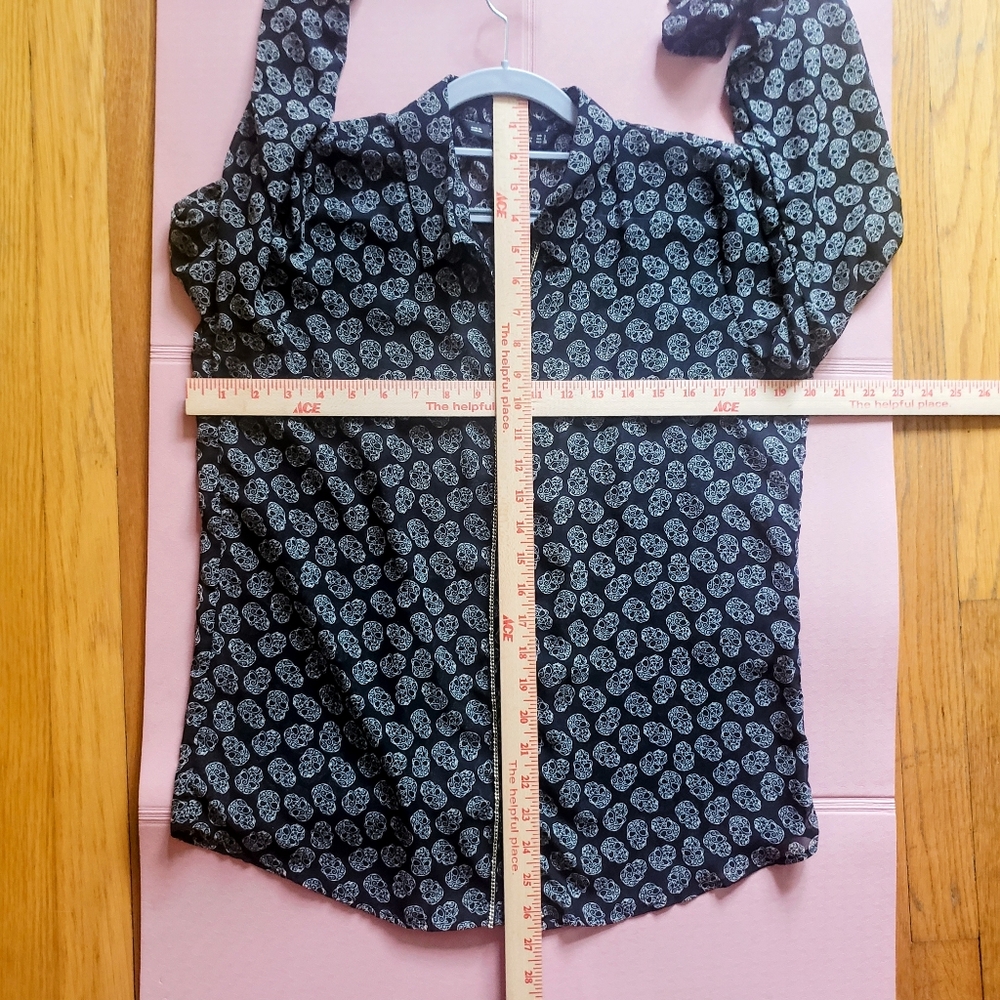 SOLD - Zara Sheer Skull Blouse Shirt Women’s Size L Halloween - Picture 6 of 6